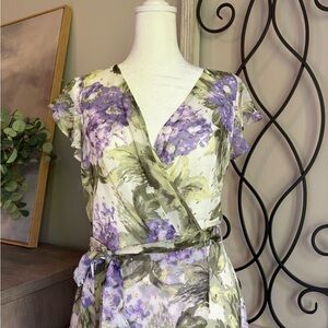 White House Black Market Floral Dress in Lavender and Olive
